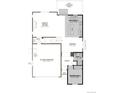 First floor plan featuring great room, kitchen with island, dining room, bedroom, bathroom, and two car garage at 1431 Lumber Ridge N Cir, Erie, CO 80516