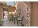 Private patio features sleek brick floors, a stone wall fountain, and elegant outdoor furniture for relaxing at 9218 Viaggio Way, Highlands Ranch, CO 80126