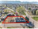 Aerial view of property shows lot lines and surrounding neighborhood at 16130 Mt Vernon Rd, Golden, CO 80401