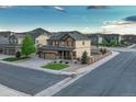Beautiful aerial view of a residential area featuring manicured lawns and lovely homes in a friendly neighborhood at 7310 Blue Water Dr, Castle Rock, CO 80108