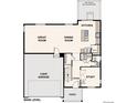 Blueprint of the main level, including the great room, dining room, kitchen, study, and two-bay garage at 4325 Gozzer Ranch Dr, Elizabeth, CO 80107
