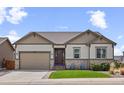 Charming home featuring stone accents, a well-manicured lawn, and a cozy seating area on the front porch at 6420 Agave Ave, Castle Rock, CO 80108