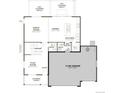 Layout featuring an open-concept great room, kitchen, dining area, flex room, and 3-car garage at 6995 E 126Th Dr, Thornton, CO 80602
