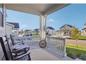 Relaxing front porch with rocking chairs and view of a residential neighborhood at 1123 Williams Loop, Elizabeth, CO 80107