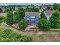 Expansive fenced backyard of this two-story home showing a large lawn and established trees for privacy at 4688 Cedar Glen Pl, Castle Rock, CO 80109