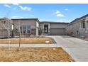 Beautifully landscaped single-Gathering home with a two-car garage, stone accents, and manicured lawn at 12938 Bridge View Ln, Parker, CO 80134