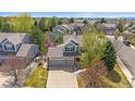 Beautiful aerial view of a neighborhood highlighting the green landscape and mountain views at 18168 E Caley Cir, Aurora, CO 80016