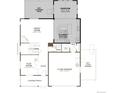 First floor plan featuring gourmet kitchen, great room, flex room, garage and optional covered patio at 4575 Thistle Dr, Brighton, CO 80601