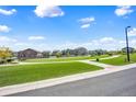 Scenic neighborhood park with a lush lawn, walking paths, and picturesque residential surroundings at 3325 Umber Cir, Castle Rock, CO 80109