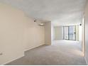 Neutral living room with plush carpeting, sliding glass doors to balcony, offering ample space and natural light at 1020 15Th St # 25D, Denver, CO 80202