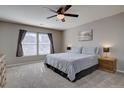 Spacious bedroom featuring neutral decor, large windows, and a ceiling fan at 5683 Raleigh Cir, Castle Rock, CO 80104