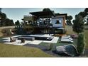 Stunning modern home featuring an outdoor pool with a fire pit, lounge chairs, and a spacious patio at 11115 Evening Hunt Rd, Franktown, CO 80116