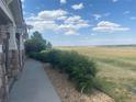 A lovely side yard view with shrubbery running along a walkway with a wide-open field in the background at 9768 Mayfair St # E, Englewood, CO 80112