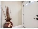 Bright foyer featuring a decorative vase and a white front door with leaded glass at 9391 Lilly Ct, Thornton, CO 80229