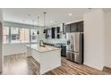 Stylish kitchen featuring a center island, stainless steel appliances, and modern pendant lighting at 9645 Browns Peak Cir, Littleton, CO 80125