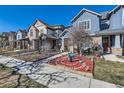 Street view of landscaped front yard, with colorful houses at 1145 S Logan St, Denver, CO 80210
