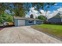 Charming blue single-story home with a well-manicured lawn and a one car garage with a long driveway at 1552 W Caley Ave, Littleton, CO 80120