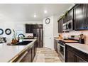 Modern kitchen featuring sleek cabinetry, stainless steel appliances, and ample counter space at 7227 Clarke Dr, Frederick, CO 80530