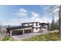 Beautiful modern home with an attached garage and a serene landscape surrounding the property at 13415 S Resort Dr, Conifer, CO 80433
