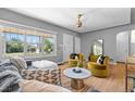 Comfortable living room with hardwood floors, stylish furniture, and plenty of natural light at 3820 S Grant St, Englewood, CO 80113