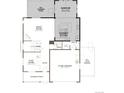 First floor plan boasting a gourmet kitchen, great room, sunroom, flex room, mud room, and two car garage at 283 Wooten Ave, Brighton, CO 80601