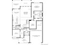 Detailed floor plan showing the layout of the main level featuring an open floorplan, kitchen, and three car garage at 5883 Presidio Pkwy, Parker, CO 80134