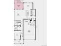 First floor floorplan showing a great room, kitchen, dining area, 2-car garage, and covered deck at 8836 Whiteclover St, Littleton, CO 80125