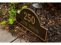 Close-up of a dark address sign with gold numbers reading '250 South Dahlia' at 250 S Dahlia St, Denver, CO 80246