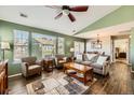 Bright and airy living room with large windows, hardwood floors, and an open layout at 19690 E Mann Creek Dr # A, Parker, CO 80134