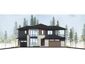 Modern two-story house with dark exterior, large windows, and a pitched roof at 1210 W 144Th Ct, Westminster, CO 80023