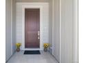 Inviting front entryway with a modern door and decorative plants at 5925 La Posada Pl, Parker, CO 80134
