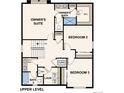 Upper-level floor plan with an owner's suite, bath, linen closet, two additional bedrooms, laundry, and bath two at 2202 Flower Blossom Ave, Brighton, CO 80601