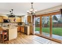 Charming kitchen featuring wood cabinets, granite countertops, and an adjacent backyard view at 4498 Buena Vista Ct, Castle Rock, CO 80109