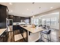Modern kitchen with large center island, stainless steel appliances, and dark wood cabinets at 5641 Echo Hollow St, Castle Rock, CO 80104