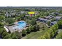 Beautiful aerial view showcases the community pool near your home at 2737 Ulster St, Denver, CO 80238