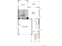 First-floor layout of home featuring kitchen, dining, great room, garage, and covered patio at 9286 Telluride Ct, Commerce City, CO 80022