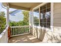 Covered porch with white railing, brick base, and window at 9441 Wolfe St, Highlands Ranch, CO 80129