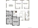 Upstairs floor plan featuring a primary bedroom, laundry, and three additional bedrooms with two baths at 498 S Rifle St, Aurora, CO 80017