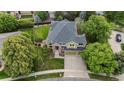 An overhead view shows a well-maintained home with manicured lawns and mature trees in a serene neighborhood at 2240 Summitview Dr, Longmont, CO 80504