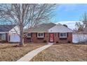 Charming brick home with a well-maintained lawn, sidewalk, and a lovely tree in the front yard at 1680 Syracuse St, Denver, CO 80220