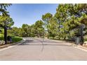 A wrought iron security gate at the community's entrance provides privacy and exclusivity at 9 Roder Gate Ln, Castle Pines, CO 80108