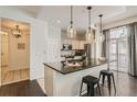 Modern kitchen with a large island, granite countertops, and stainless steel appliances at 1200 Cherokee St # 206, Denver, CO 80204