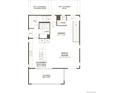 Layout of second floor with gourmet kitchen, great room, dining room, laundry, and covered balcony at 9153 White Ridge Rd, Englewood, CO 80112