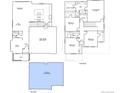 Detailed floor plan showcasing the layout of the first and second floors with garage at 5578 Inland Ave, Firestone, CO 80504