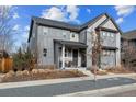 Exterior of two story house featuring tidy landscaping, neutral paint and covered porch at 8157 E 53Rd Dr, Denver, CO 80238