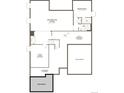 This basement floorplan features flex room, recreation room, bathroom and unfinished storage at 2610 Bitterroot Pl, Highlands Ranch, CO 80129