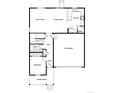 Layout showcasing the Gathering room, dining room, kitchen, garage, bedroom, and covered porch at 48230 Shetland Dr, Bennett, CO 80102