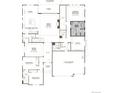 Detailed floor plan showing a gourmet kitchen, great room, owner's suite, and three-car garage at 4716 Twelve Oaks Way, Castle Rock, CO 80104