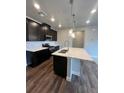 Beautiful kitchen with stainless steel appliances, dark cabinets, and a stylish backsplash at 16841 Askins Loop # 208, Parker, CO 80134