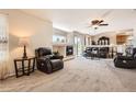 Inviting living room featuring a fireplace and plush seating for relaxation at 20336 E 48Th Dr, Denver, CO 80249